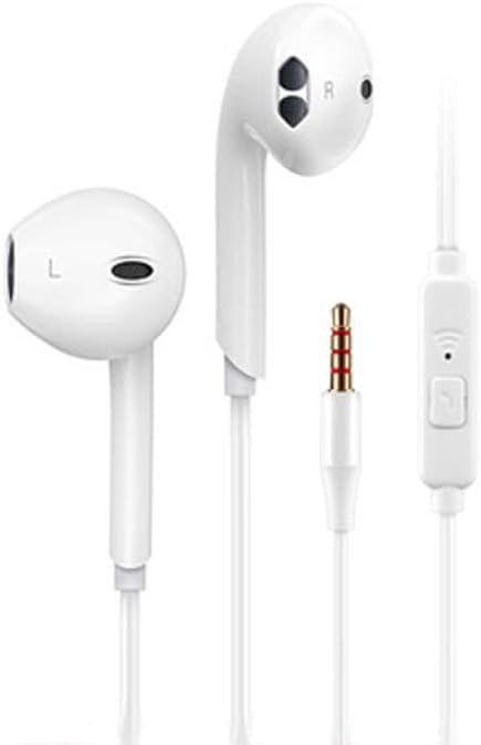 Sunnyknight Wired Earbuds with Microphone – 3.5mm Headphones for Computer, School & Everyday Use (White)