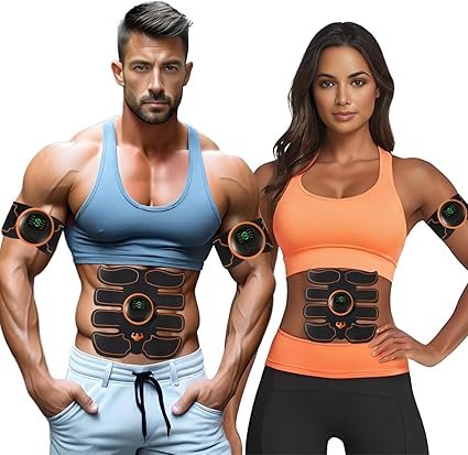 ABS Trainer EMS Muscle Stimulator – USB Rechargeable Full-Body Workout Device with 8 Modes & 19 Intensities