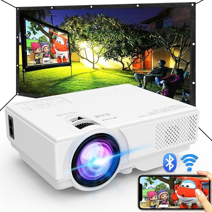 WiFi & Bluetooth Mini Projector – Portable Outdoor Movie Projector Supports 1080P HD