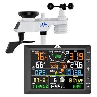 14-in-1 Wireless Weather Station with Outdoor Sensor & Atomic Clock – Tracks Wind, Rain, UV, Dew Point, Barometer & Moon Phases (No WiFi Needed)
