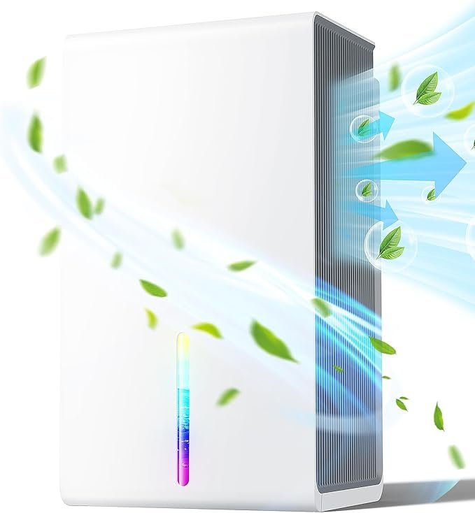 Compact Dual-Power Home Dehumidifier – Ultra-Quiet Sleep Mode, Auto Shut-Off, 7 LED Lights & Energy-Saving Moisture Remover (600ML/24H)
