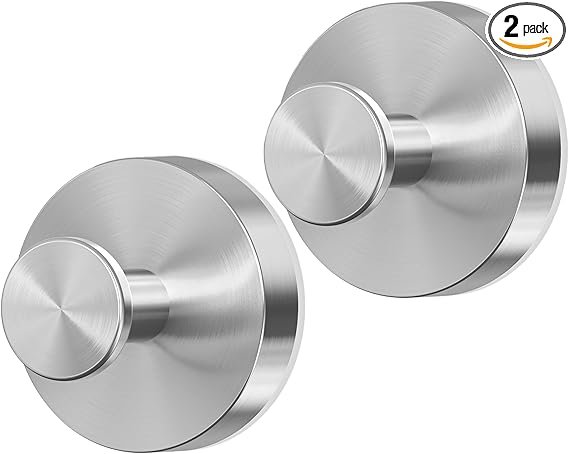 Suction Cup Hooks for Shower – Heavy Duty 304 Stainless Steel Bathroom Hooks (2-Pack) for Towels, Robes & Loofahs
