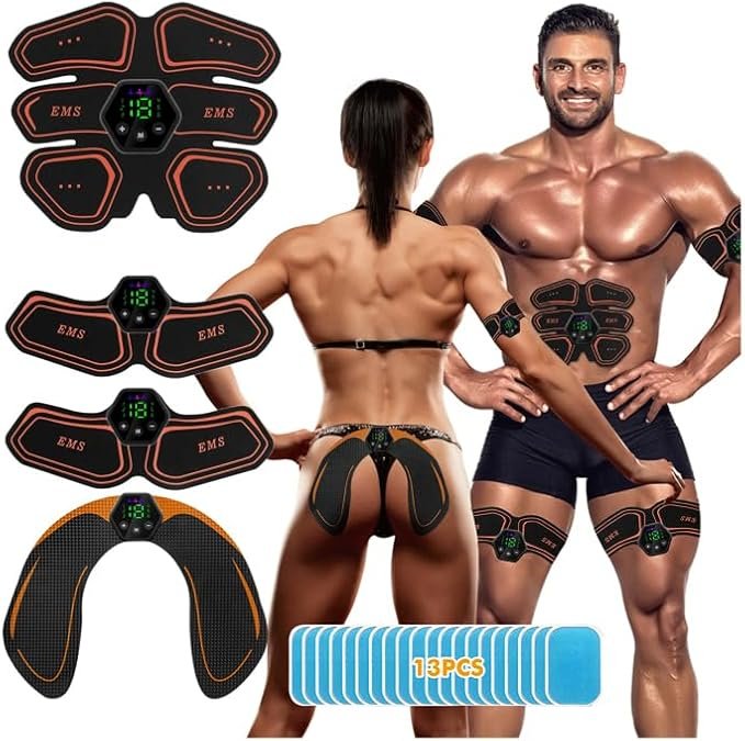 iWarmbase EMS Muscle Stimulator Belt – Abs Training Device with 6 Modes & 19 Intensities for Abs, Arms, Legs & Buttocks