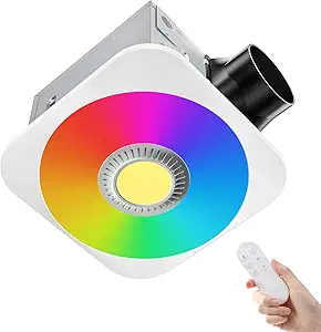 4-in-1 Bathroom Exhaust Fan with Light & Remote – Quiet 160 CFM Vent, 7 RGB Modes, 3CCT LED & Nightlight