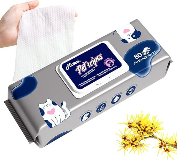 MIOSSZI Extra Thick Dog Cleaning Wipes – 80pcs Natural Pet Grooming Wipes for Dogs & Cats, Deodorizing, Hypoallergenic, Biodegradable