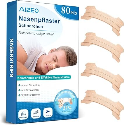 Nose Plasters Snoring Strips – 80 Pack Extra Strong Breathable Strips for Better Breathing & Sleep