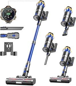 Cordless Vacuum Cleaner 48000Pa 580W – Smart Touchscreen, 60-Min Runtime & Tangle-Free Upright Vacuum for Pet Hair, Carpet & Hardwood Floors