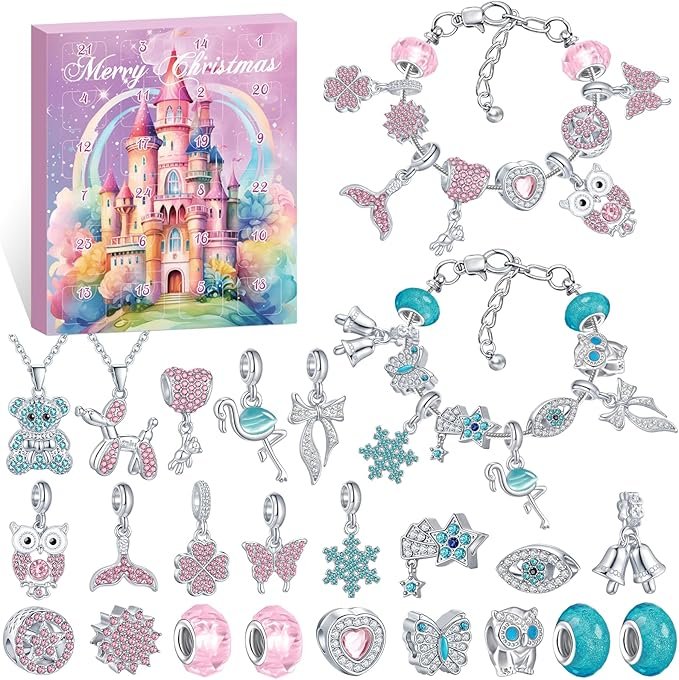 24-Day Jewellery Advent Calendar for Girls – DIY Bracelet & Necklace Christmas Gift