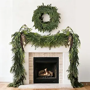 2 Pcs Christmas Garland – 6ft Realistic Norfolk Pine Greenery for Mantel, Staircase & Holiday Home Décor